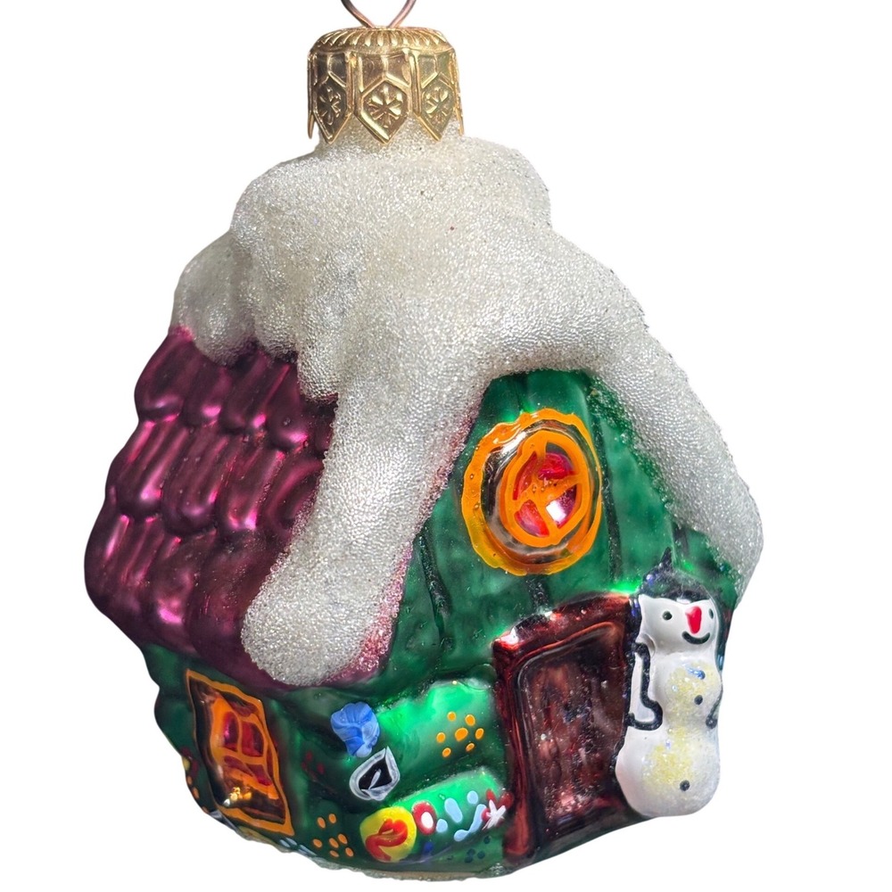 Christopher Radko Wee Berry House With Snowman Ornament